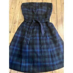 American Eagle Strapless Wool Plaid Dress Size 2 Belted Lined Preppy Y2K
